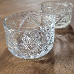 Pair of Vintage Clear Glass Dishes